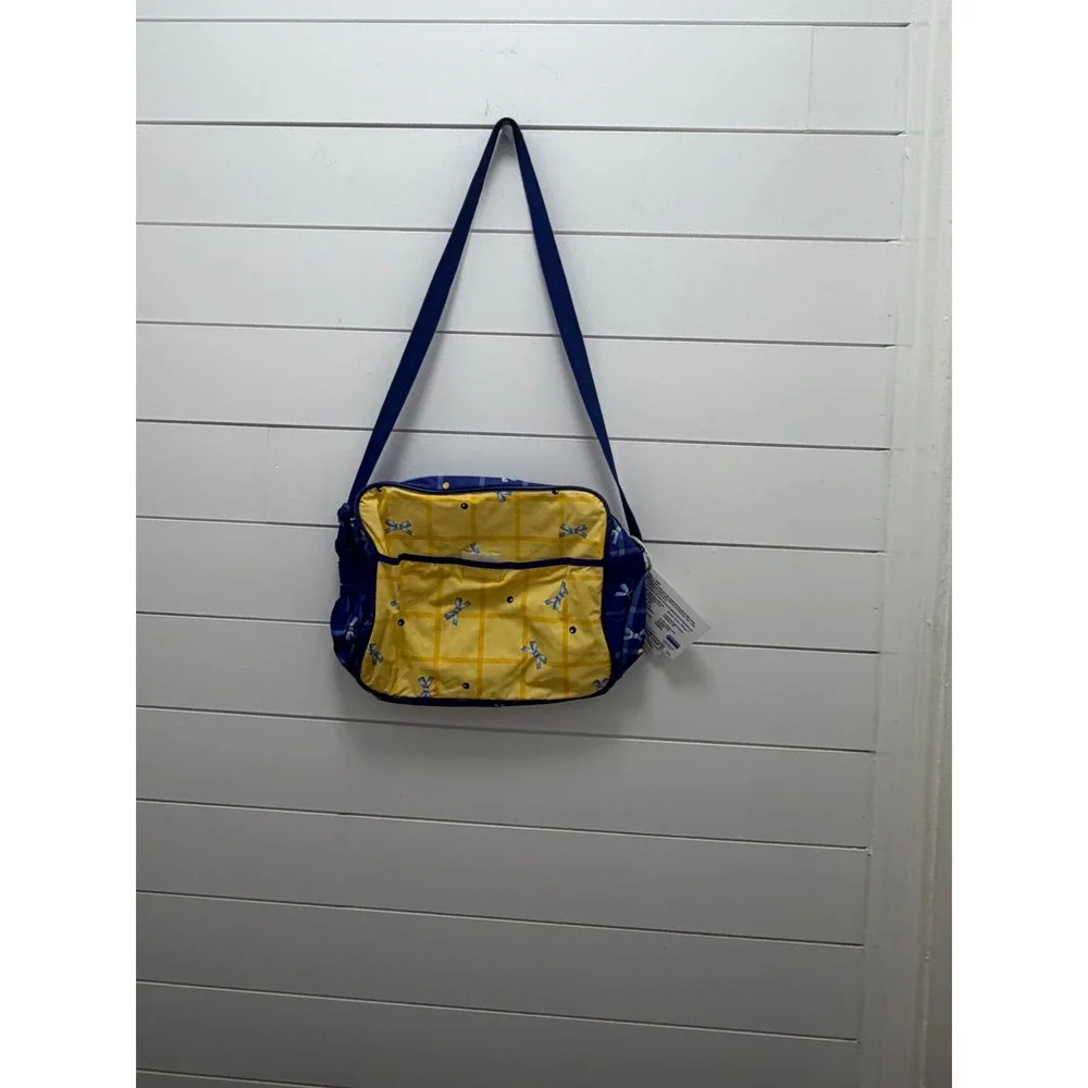 Vintage Peter Rabbit yellow plaid with blue bows baby diaper bag